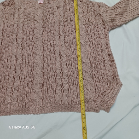 Pink Lily Women Size M Blush Cable Knit Sweater - Picture 9 of 12